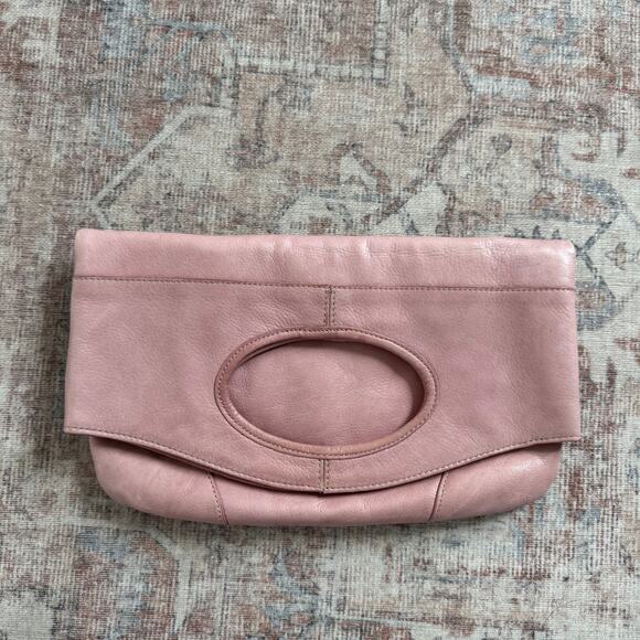 Eddie Bauer Vintage Foldable Leather Blush Pink Clutch - Picture 1 of 10